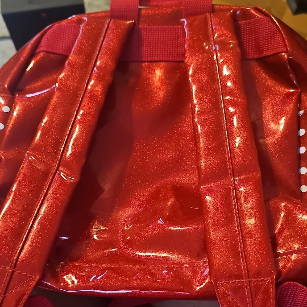 Disney Parks Minnie Mouse Mini Backpack w/ Glossy Red Metallic Finish